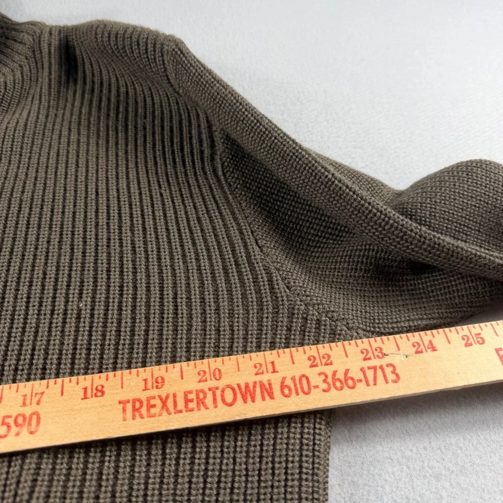 Wool & Co Mens Merino Wool Blend Full Zip Ribbed Sweater Olive Brown Italy Med
